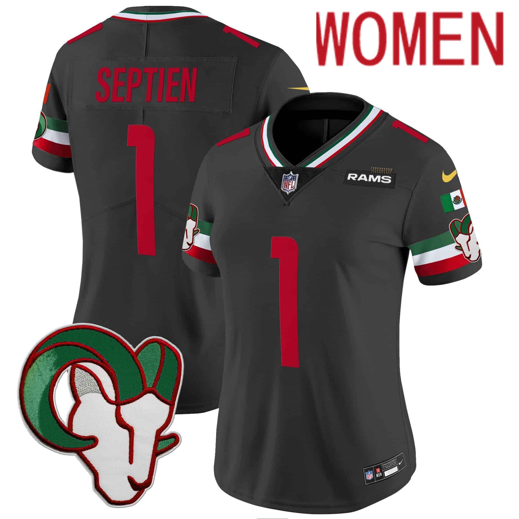 Women Los Angeles Rams #1 Septien Black 2024 Nike Mexico Vapor Limited NFL Jersey